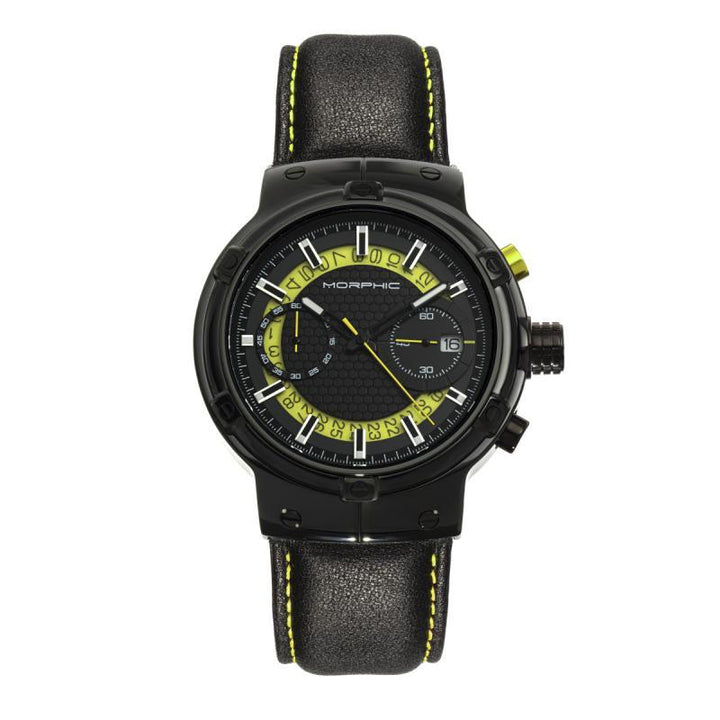 Morphic M91 Series Chronograph Leather-Band Watch w/Date