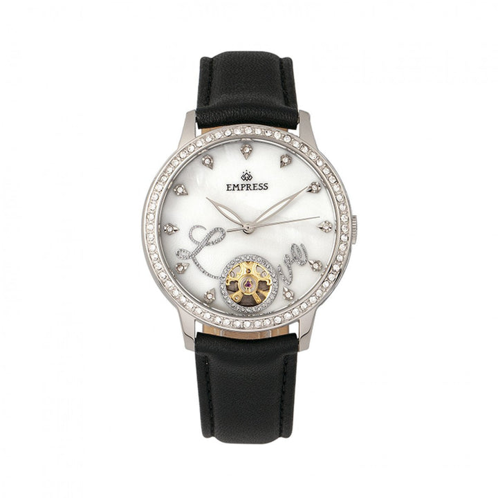 Empress Quinn Automatic MOP Semi-Skeleton Dial Bracelet Watch