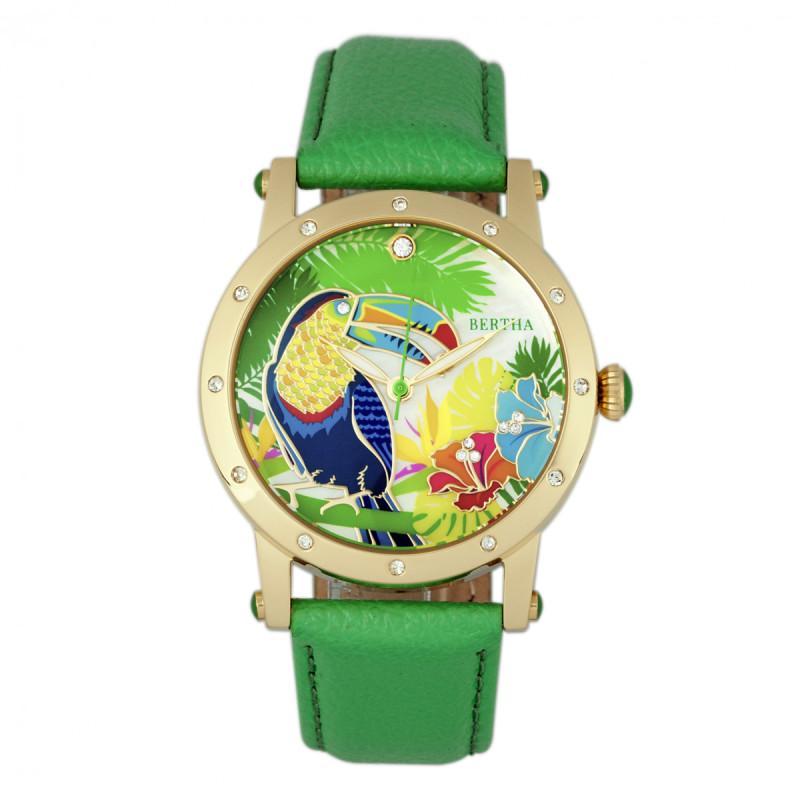 Bertha Gisele MOP Leather-Band Ladies Watch