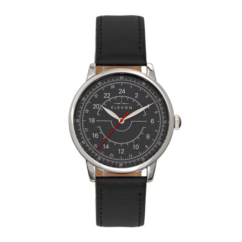 Elevon Gauge Leather-Band Watch