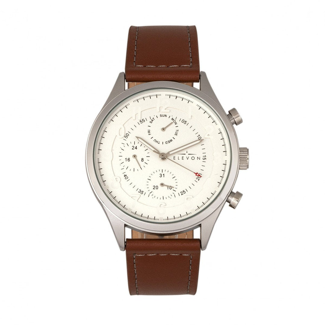 Elevon Lindbergh Leather-Band Watch w/Day/Date