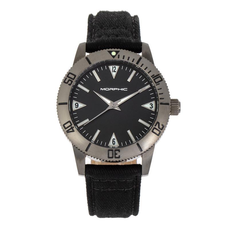 Morphic M85 Series Canvas-Overlaid Leather-Band Watch