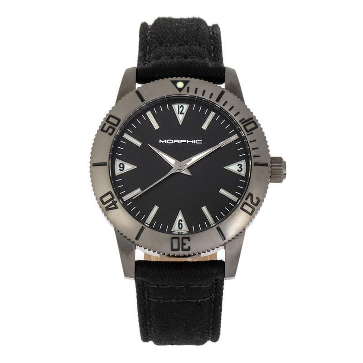 Morphic M85 Series Canvas-Overlaid Leather-Band Watch