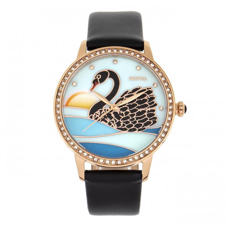 Bertha Grace MOP Leather-Band Watch