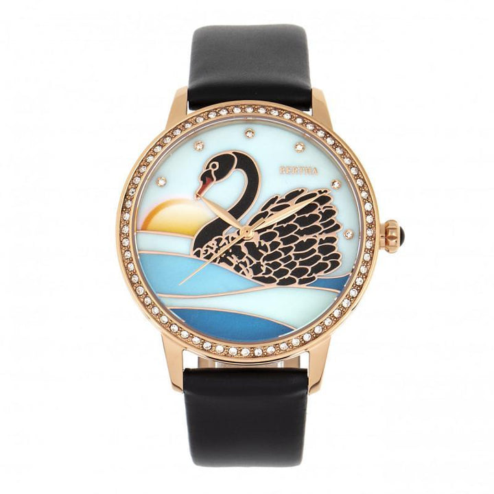 Bertha Grace MOP Leather-Band Watch
