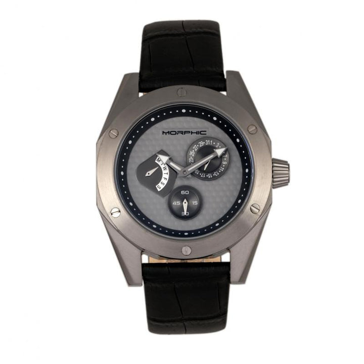 Morphic M46 Series Leather-Band Men's Watch w/Date - Ruumur