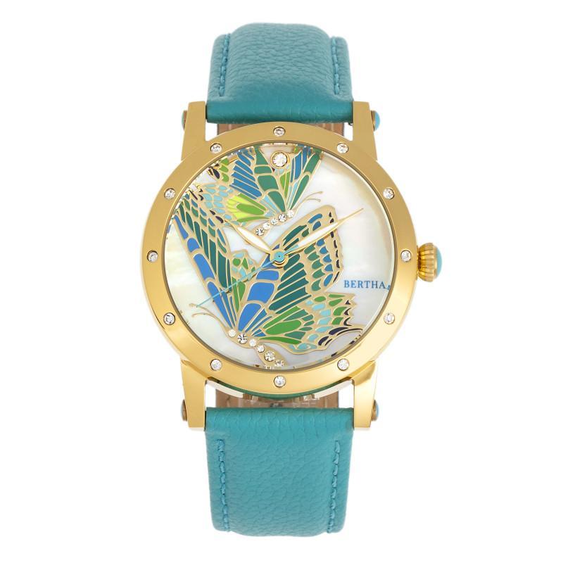 Bertha Isabella MOP Leather-Band Ladies Watch