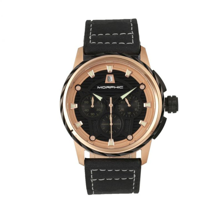 Morphic M61 Series Chronograph Leather-Band Watch w/Date