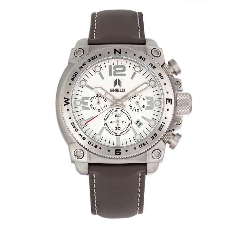 Shield Tesei Chronograph Leather-Band Men's Diver Watch w/Date