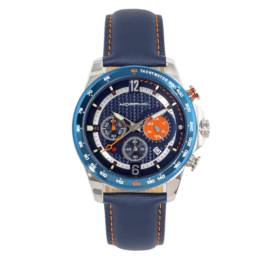 Morphic M88 Series Chronograph Leather-Band Watch w/Date