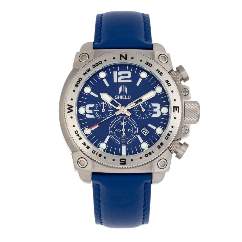 Shield Tesei Chronograph Leather-Band Men's Diver Watch w/Date