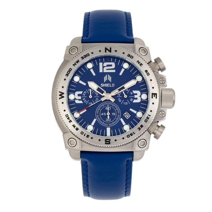 Shield Tesei Chronograph Leather-Band Men's Diver Watch w/Date