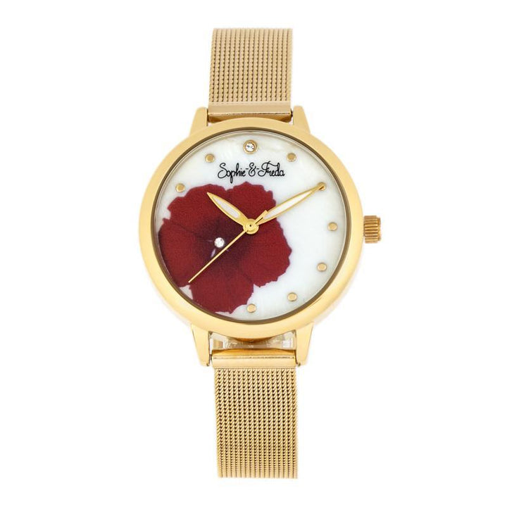 Sophie and Freda Raleigh Mother-Of-Pearl Bracelet Watch w/Swarovski Crystal