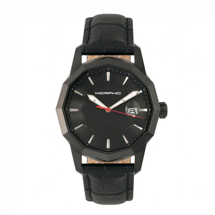 Morphic M56 Series Leather-Band Watch w/Date
