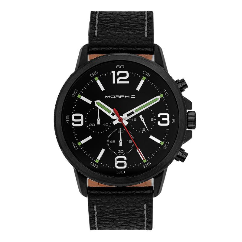 Morphic M86 Series Chronograph Leather-Band Watch