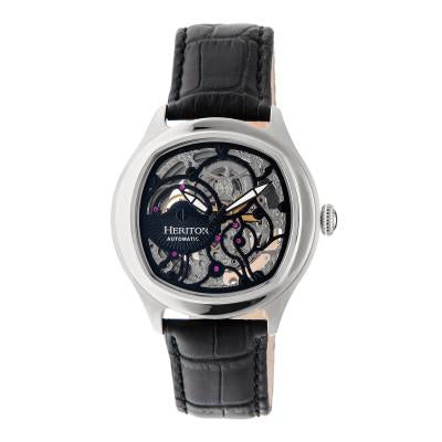 Heritor Automatic Odysseus Leather-Band Skeleton Watch