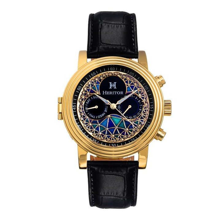 Heritor Automatic Legacy Leather-Band Watch w/Day/Date - Ruumur