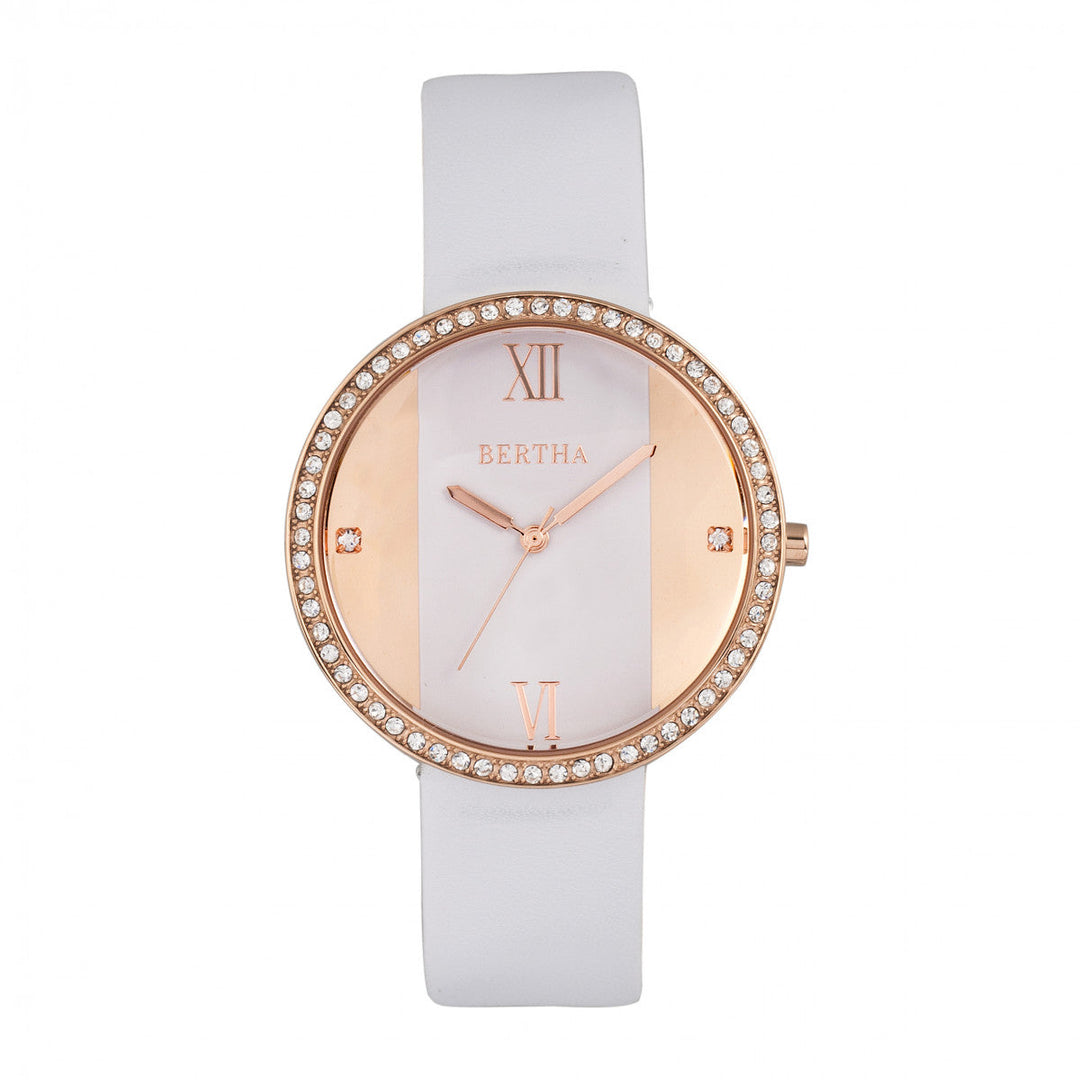 Bertha Ingrid Leather-Band Watch - White