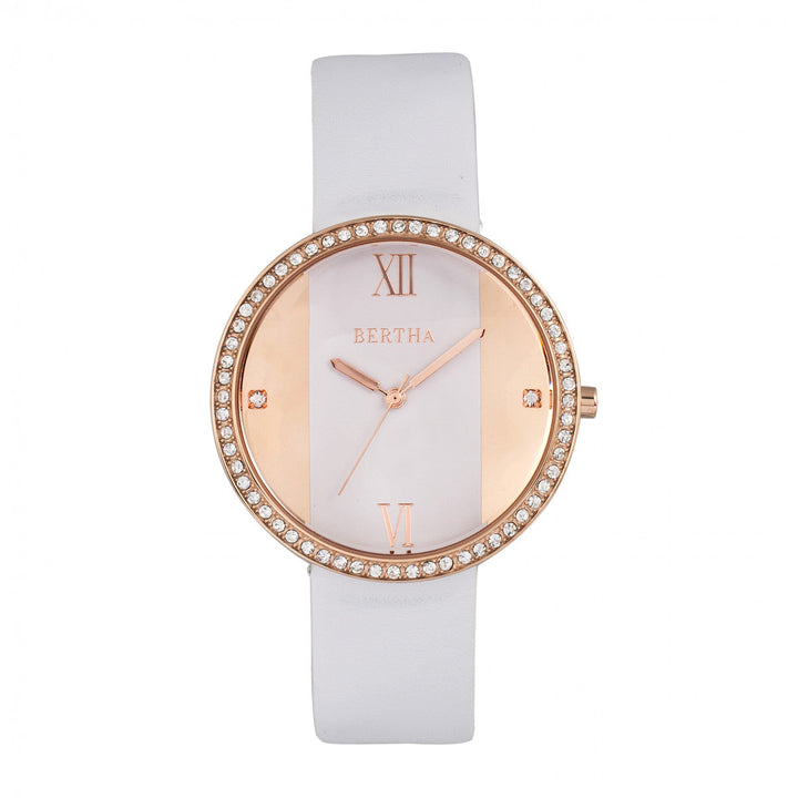 Bertha Ingrid Leather-Band Watch - White