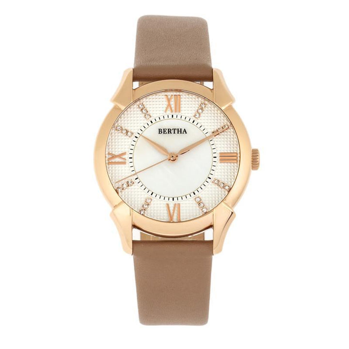 Bertha Ida Mother-of-Pearl Leather-Band Watch