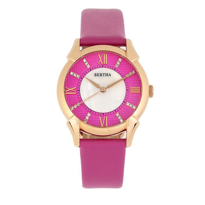 Bertha Ida Mother-of-Pearl Leather-Band Watch