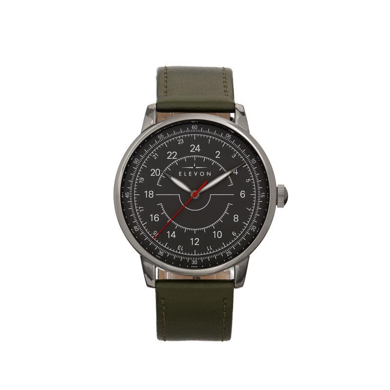 Elevon Gauge Leather-Band Watch