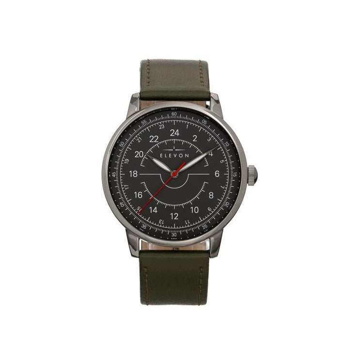 Elevon Gauge Leather-Band Watch