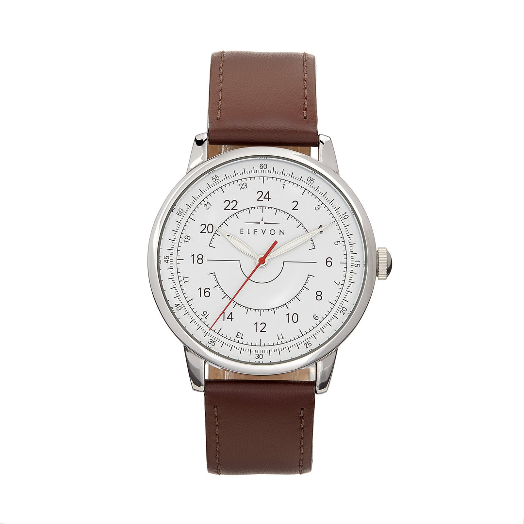 Elevon Gauge Leather-Band Watch