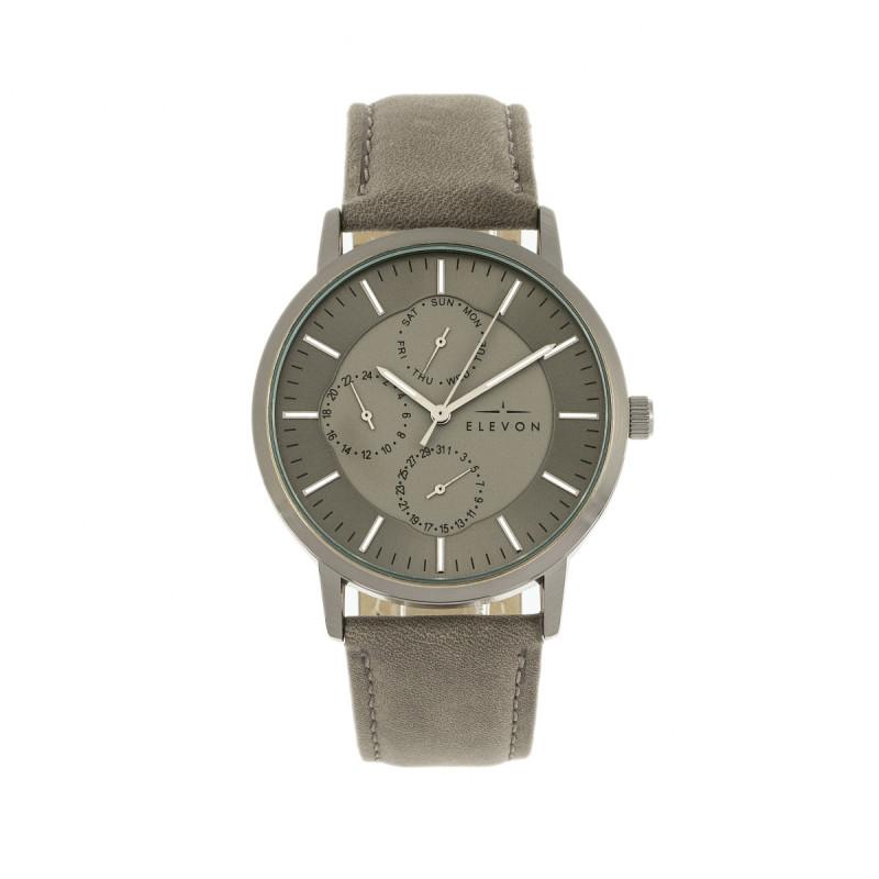 Elevon Lear Leather-Band Watch w/Day/Date