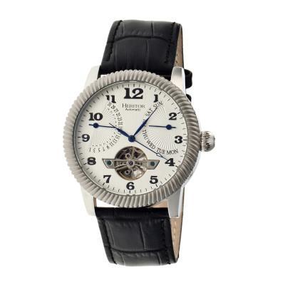 Heritor Automatic Piccard Semi-Skeleton Leather-Band Watch