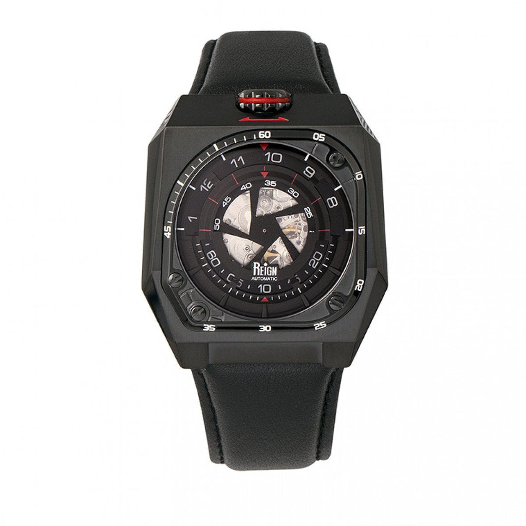Reign Asher Automatic Sapphire Crystal Leather-Band Watch