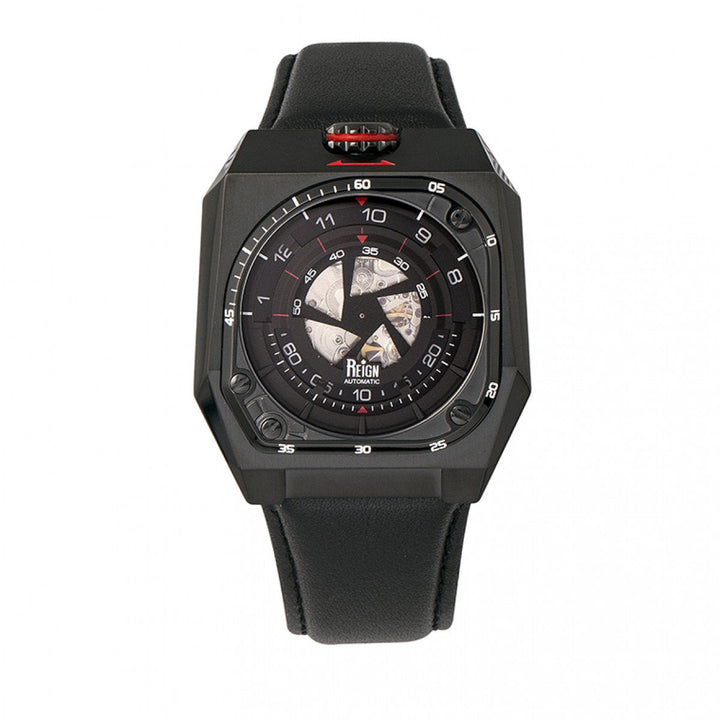 Reign Asher Automatic Sapphire Crystal Leather-Band Watch