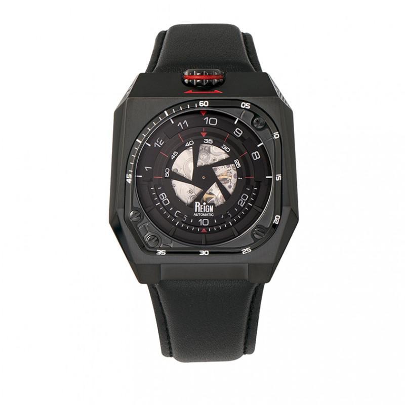 Reign Asher Automatic Sapphire Crystal Leather-Band Watch