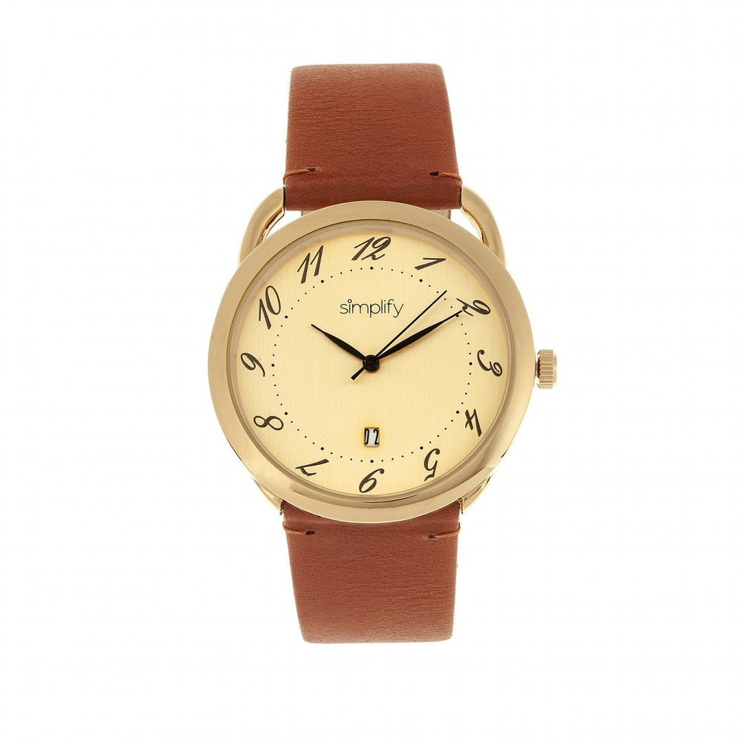 Simplify The 4900 Leather-Band Watch w/Date
