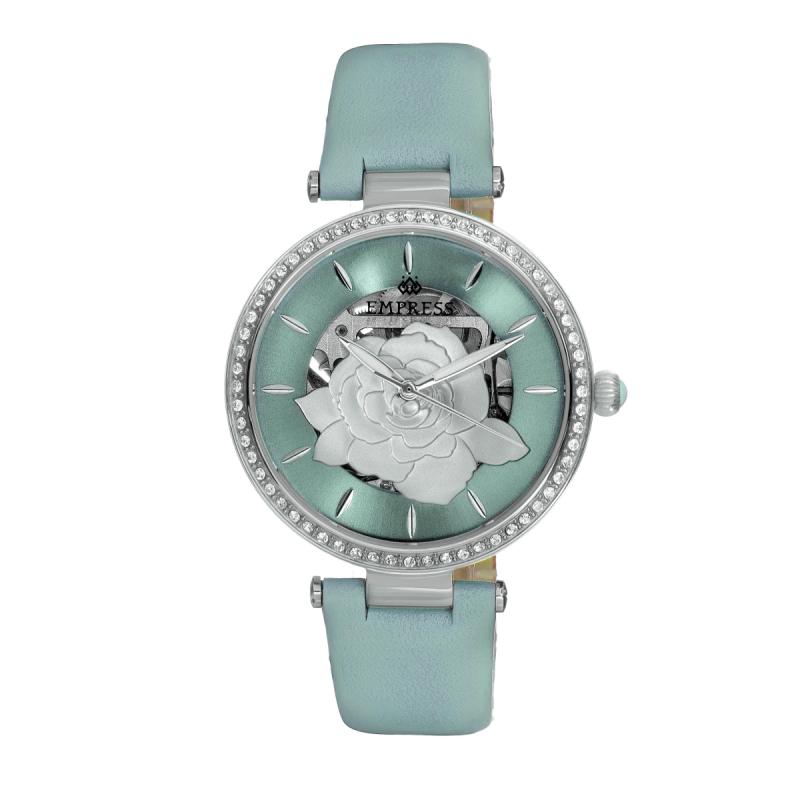 Empress Anne Automatic Semi-Skeleton Leather-Band Watch