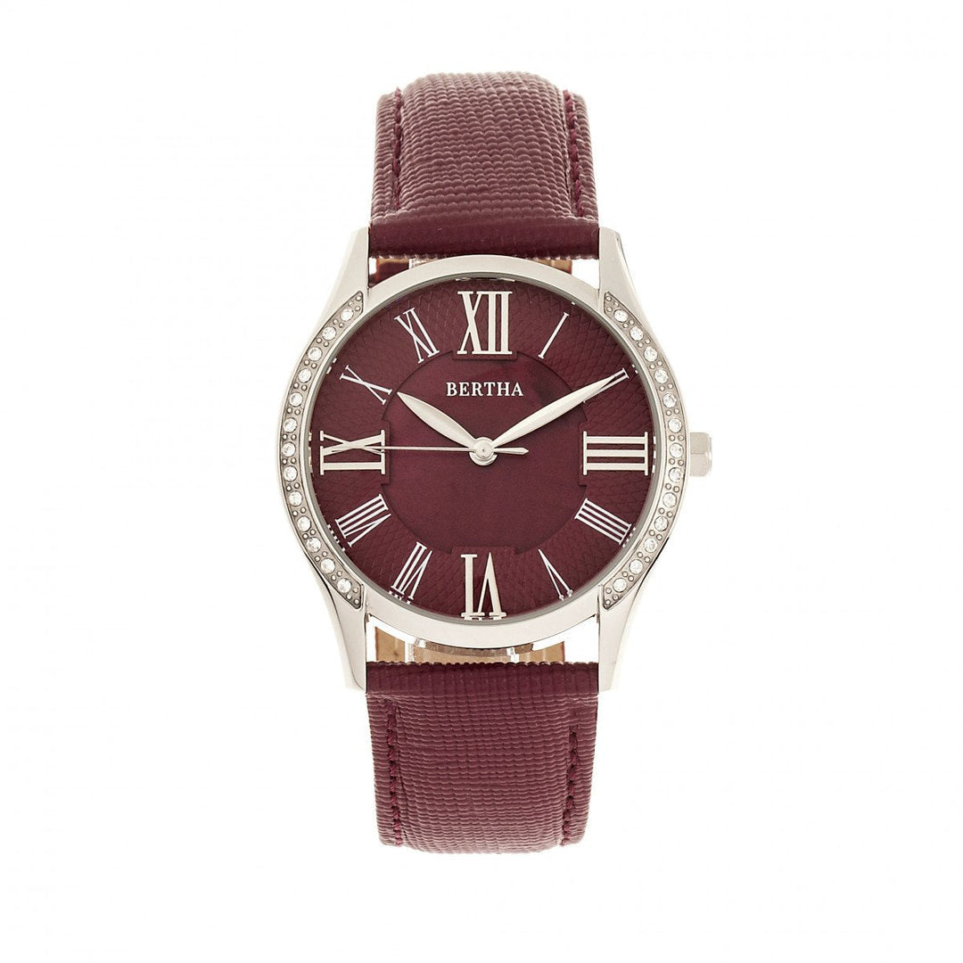 Bertha Sadie Mother-of-Pearl Leather-Band Watch