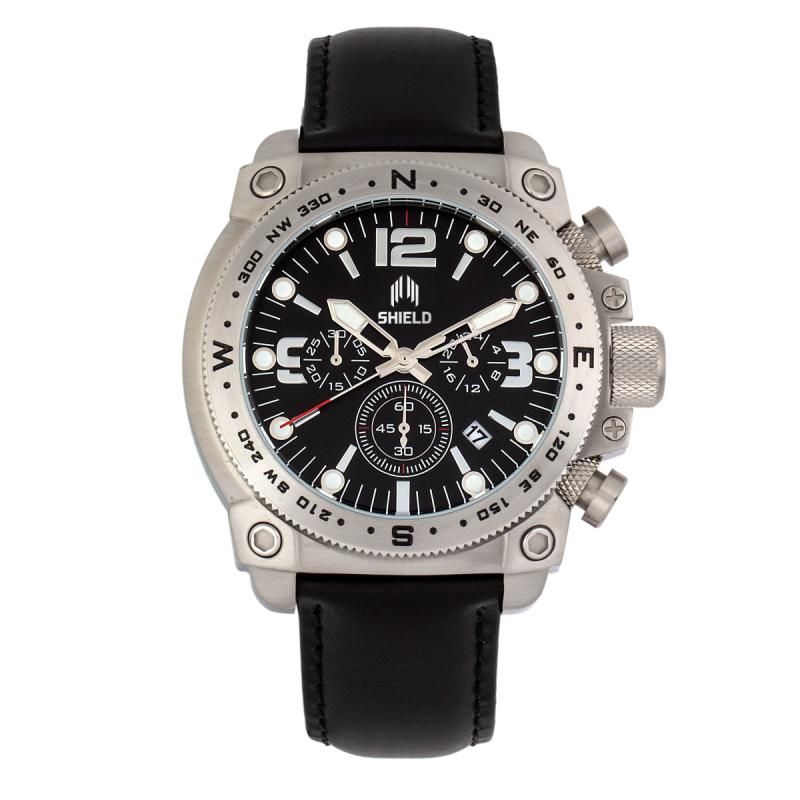 Shield Tesei Chronograph Leather-Band Men's Diver Watch w/Date