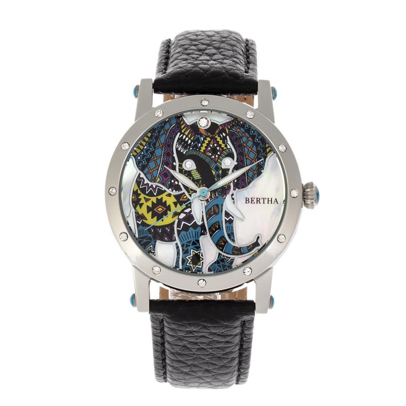 Bertha Betsy MOP Leather-Band Ladies Watch