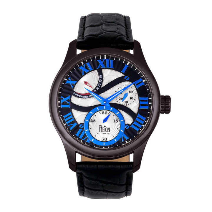 Reign Bhutan Leather-Band Automatic Watch - Black