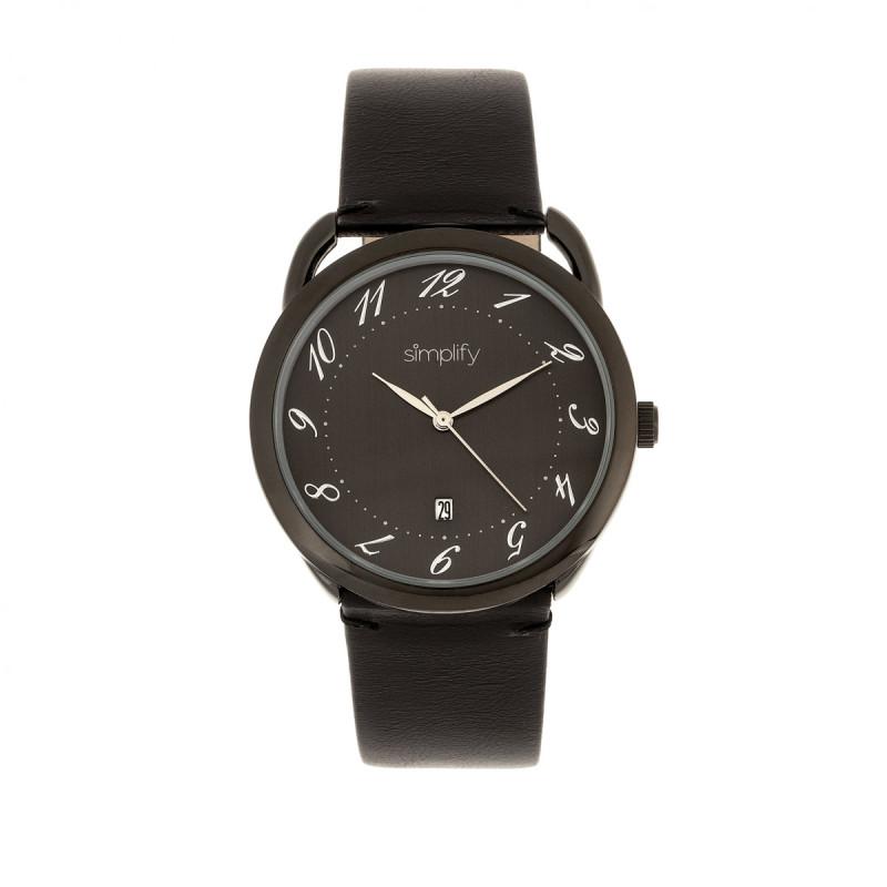 Simplify The 4900 Leather-Band Watch w/Date
