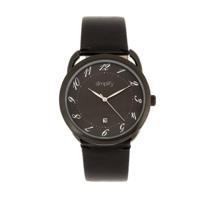 Simplify The 4900 Leather-Band Watch w/Date