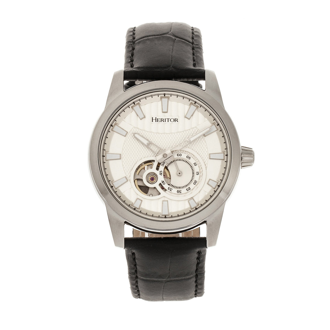 Heritor Automatic Davidson Semi-Skeleton Leather-Band Watch