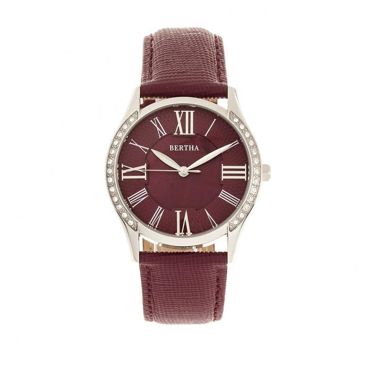 Bertha Sadie Mother-of-Pearl Leather-Band Watch