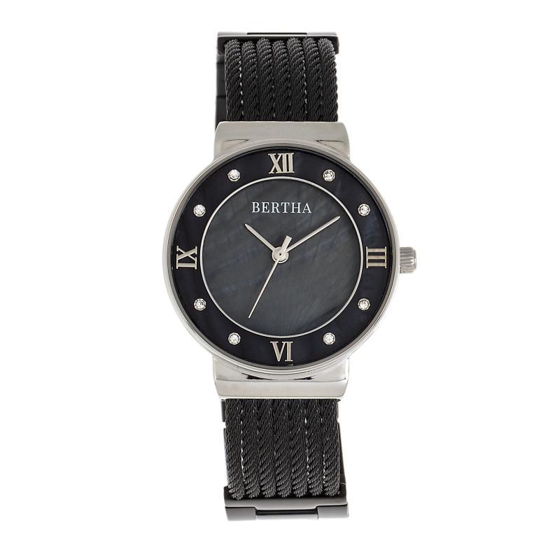 Bertha Dawn Mother-of-Pearl Cable Bracelet Watch