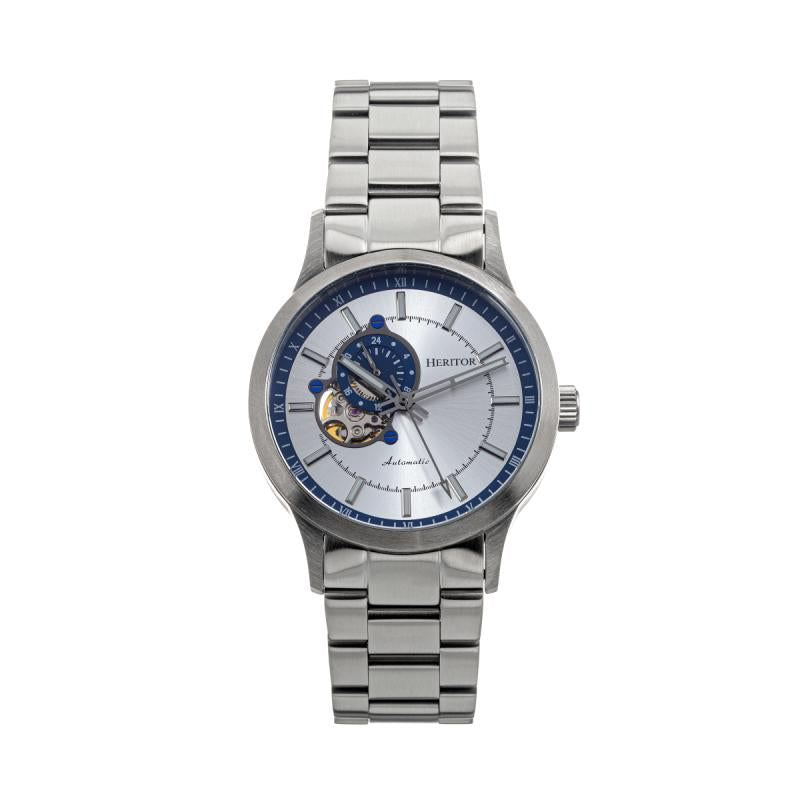 Heritor Automatic Oscar Semi-Skeleton Leather-Band Watch