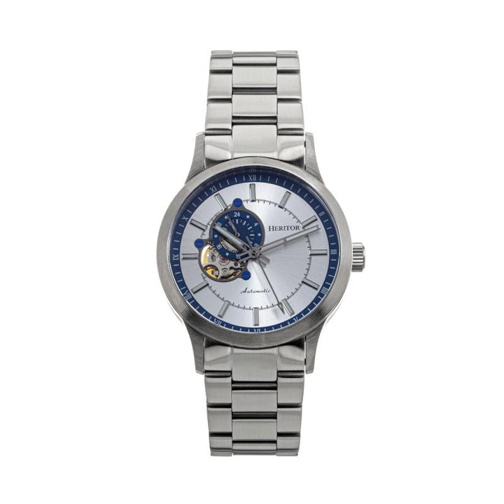 Heritor Automatic Oscar Semi-Skeleton Leather-Band Watch