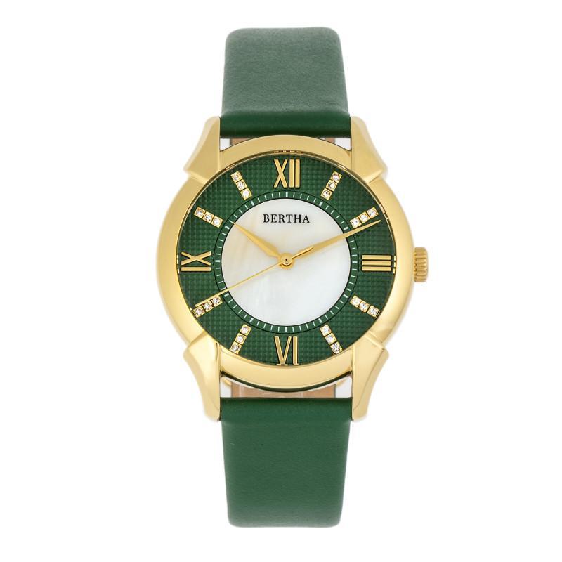 Bertha Ida Mother-of-Pearl Leather-Band Watch