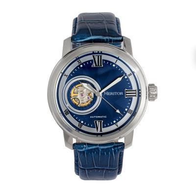 Heritor Automatic Maxim Semi-Skeleton Leather-Band Watch