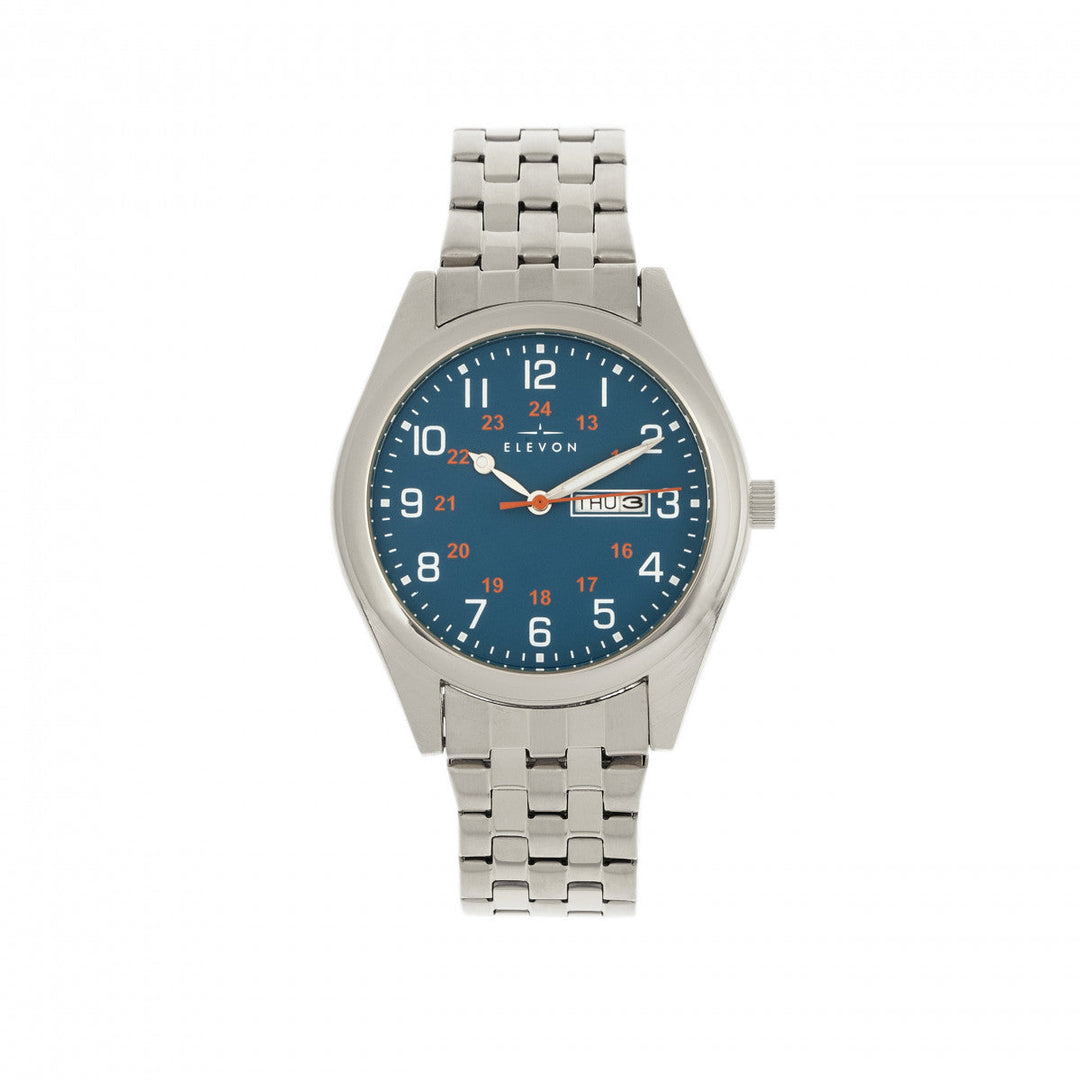 Elevon Gann Bracelet Watch w/Day/Date - Silver/Teal