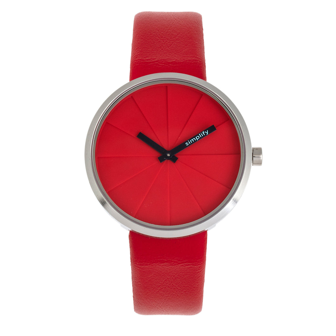 Simplify The 4000 Leather-Band Watch - Red